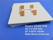 Carte PCB à haute fréquence de Rogers AD450 établie sur le substrat de 10mil 0.254mm avec de l'or d'immersion pour les antennes larges de bande.