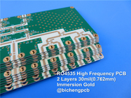 RO4535 carte à haute fréquence d'antenne de la carte PCB Rogers 4535 30mil 0.762mm 2-Layer avec de l'or d'immersion