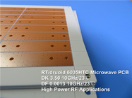 RT/duroïde 6035HTC PCB rigide à haute fréquence à double face avec 1 oz de cuivre et d'or immersion pour RF / micro-ondes