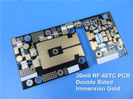 Le double à haute fréquence de la carte PCB 30mil 0.762mm de RF-60TC a dégrossi carte PCB de rf avec de l'or noir d'immersion de revêtement de masque de soudure